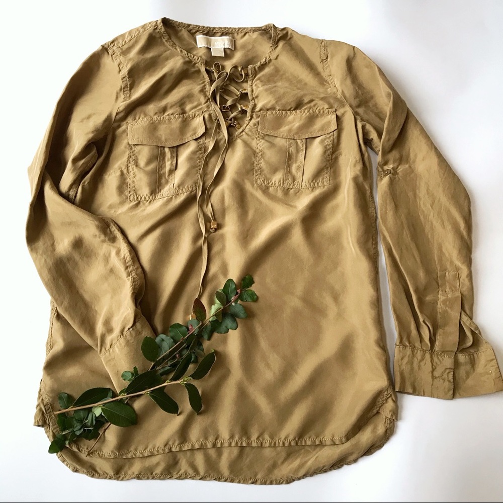 Michael Kors Silk Blouse, Long Sleeve Lace Up